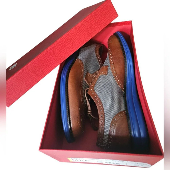 Donald J Pliner Leather Wingtip Dress Sneakers Mens Size 10.5 D Brown Gray  Blue - Picture 5 of 6